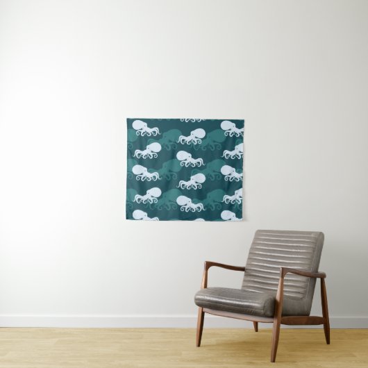 Tenture Murale Rangées de motif de poulpe (En situation (horizontale))