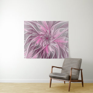Tenture Murale Rêve de fleur rose fractal, Motif d'Imaginaire flo