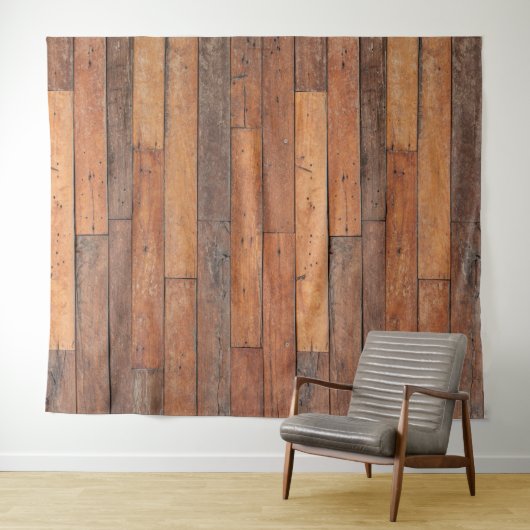 Tenture Murale Rustique Brown Motif à planches en bois (En situation (horizontale))