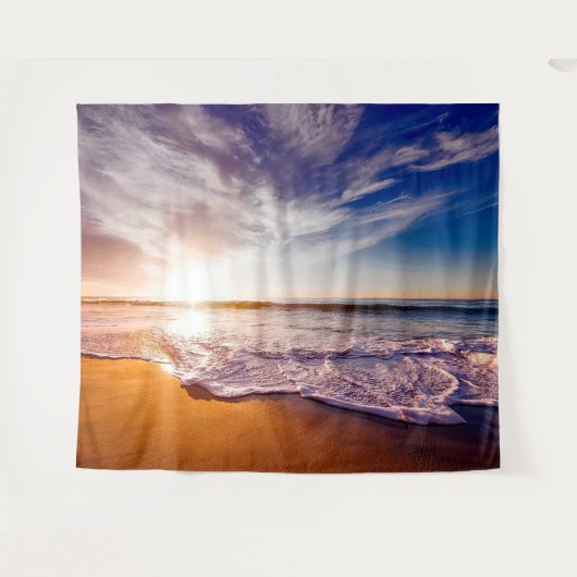 Tenture Murale Sandy Beach Shore Ocean Waves Tapestry (Devant (Horizontal))