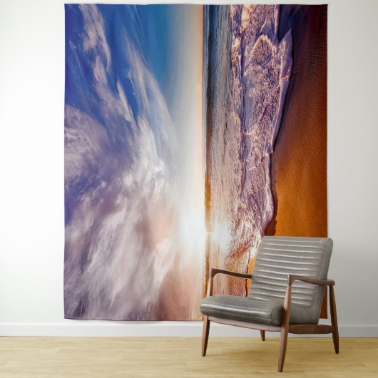 Tenture Murale Sandy Beach Shore Ocean Waves Tapestry (En situation)