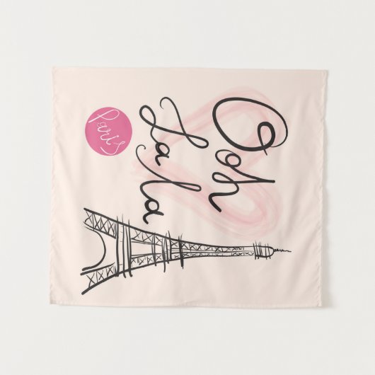 Tenture Murale Tour Eiffel Dessinée À La Main (Devant (Horizontal))