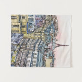 Tenture Murale Tour Eiffel et Paris d'aquarelle des destinations (Devant (Horizontal))