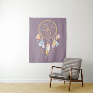 Tenture Murale Tribal Dreamcatcher Boho Purple