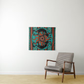 Tenture Murale Tribal Turquoise Sud-Ouest Sun Kokopelli (En situation (horizontale))