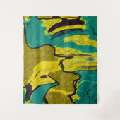 Tenture Murale Turquoise jaune moutarde Abstrait (Devant)