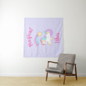 Tenture Murale Vibes Magiques Dormir Unicorne & Étoile de tir (En situation)
