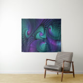 Tenture Murale Violet rencontre Turquoise moderne art fractal abs (En situation (horizontale))