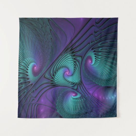 Tenture Murale Violet rencontre Turquoise moderne art fractal abs (Devant (Horizontal))
