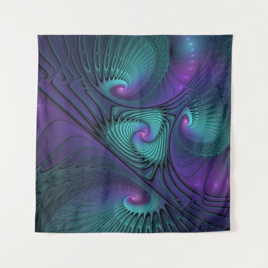 Tenture Murale Violet rencontre Turquoise moderne art fractal abs (Devant)