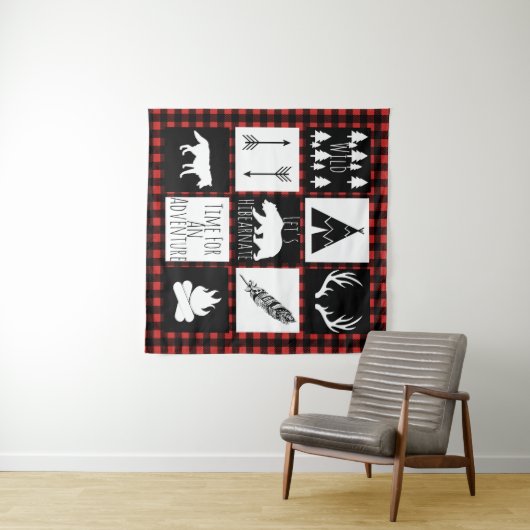 Tenture Murale Wilderness rustique & Animaux Buffalo Check Plaid (En situation (horizontale))