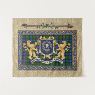 Tenture Murray of Atholl Clan Badge & Tartan avec Lions 