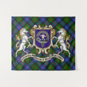 Tenture Murray of Atholl Clan Badge & Unicorns avec Tartan (Devant (Horizontal))