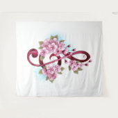 Tenture Musical treble clef notes with sakura flowers (Devant (Horizontal))
