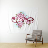 Tenture Musical treble clef notes with sakura flowers (En situation (horizontale))