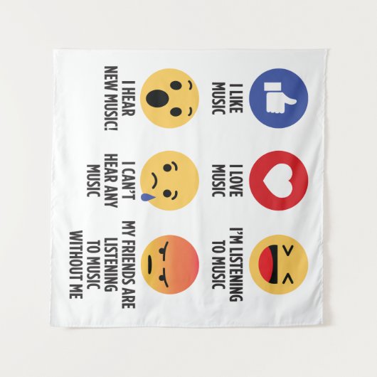 Tenture Musique Emojis (Devant (Horizontal))