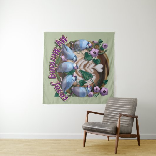 Tenture My morning JAVA with Java sparrows (En situation (horizontale))