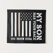 Tenture My Son Has Your Back Proud Marine Dad Usa Flag (Devant (Horizontal))