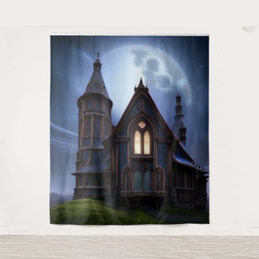 Tenture Mystérieuse maison gothique sur la colline (Devant)