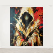 Tenture Mysterious Hooded Figure – Bold Abstract (Devant)