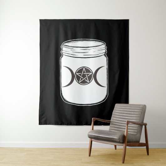 Tenture Mystical Magic Moons Mason Jar Halloween Party (En situation)