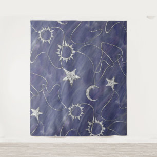 Tenture Mystique Charmeuse Amulette Lune Étoiles Soleil