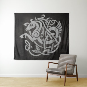 Tenture Mythique Viking Horse - Norse Knotwork Symbole de 
