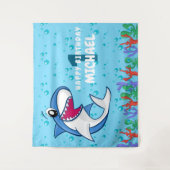 Tenture Naissance du requin Premier Anniversaire Ocean Kid (Devant)