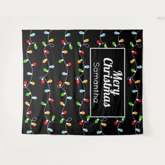 Tenture Name Custom Monogram Christmas Lights (Devant (Horizontal))