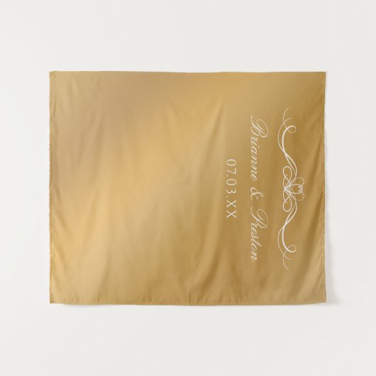 Tenture Name & Date Elegant Gold Gradient Wedding Backdrop (Devant (Horizontal))
