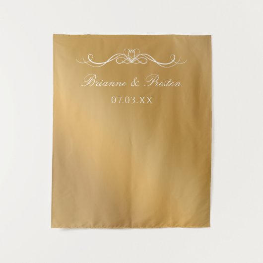 Tenture Name & Date Elegant Gold Gradient Wedding Backdrop (Devant)