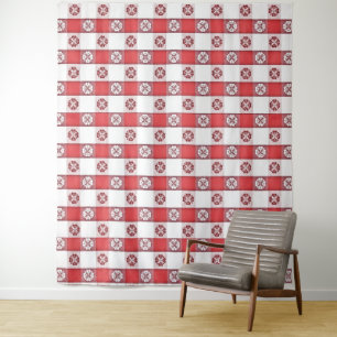 Tenture Nappe imprimée rouge et blanc à motif italien