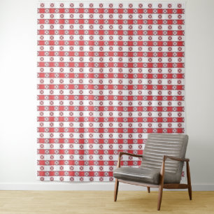 Tenture Nappe imprimée rouge et blanc à motif italien