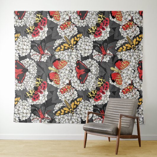 Tenture Nappes phréatiques sur hydrangée blanche (En situation (horizontale))