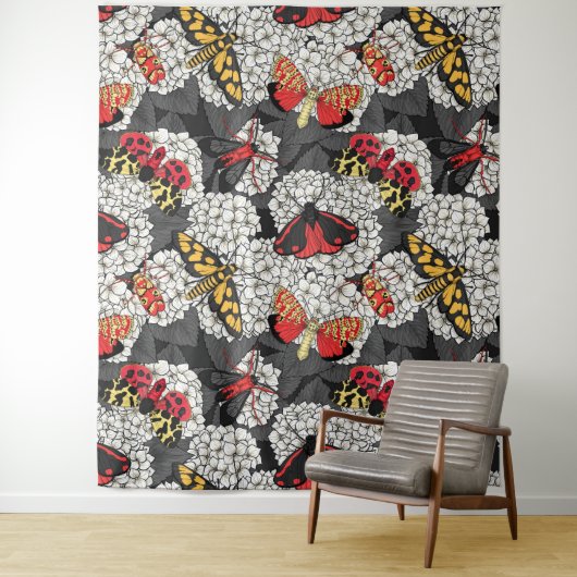 Tenture Nappes phréatiques sur hydrangée blanche (En situation)