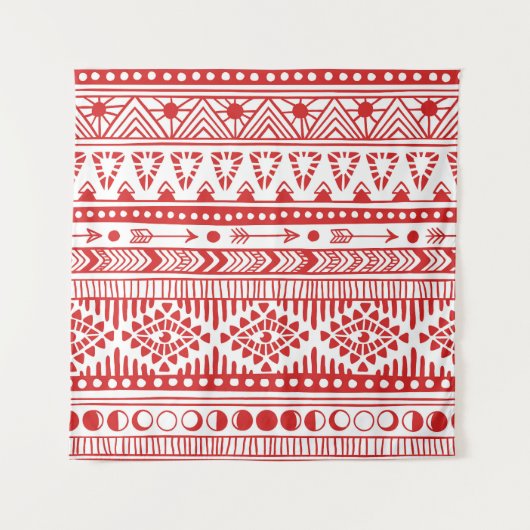 Tenture Native American : Red Ink Doodle. (Devant)