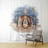 Tenture Nativité religieuse de Noël Naissance Jésus Baptêm (En situation)