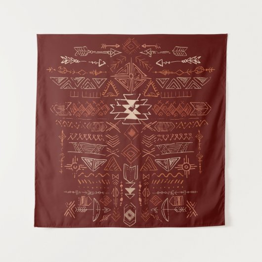 Tenture Navajo Aztec : Ethnic Doodle Motif. (Devant)