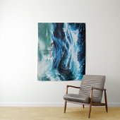 Tenture Navire dans la mer dans la tempête, Nautique, Bleu (En situation)