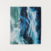 Tenture Navire dans la mer dans la tempête, Nautique, Bleu (Devant)