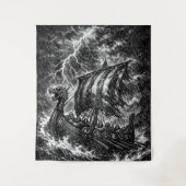 Tenture Navire long Viking dans la tempête — Ink Saga Art (Devant)