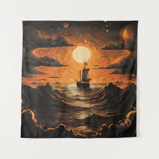 Tenture Navire naviguant la nuit (Devant)