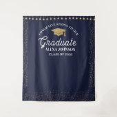 Tenture Navy Blue Class Of 2026 Graduation Backdrop (Devant)