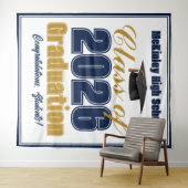 Tenture Navy Blue Class of 2026 Graduation Photo Booth (En situation (horizontale))