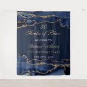 Tenture Navy Blue & Gold Shades of Blue Birthday Backdrop (Devant)