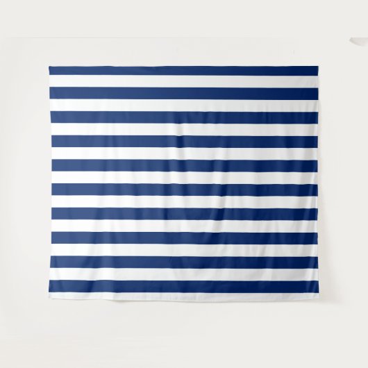 Tenture Navy Blue with Classic White Stripe Pattern (Devant (Horizontal))