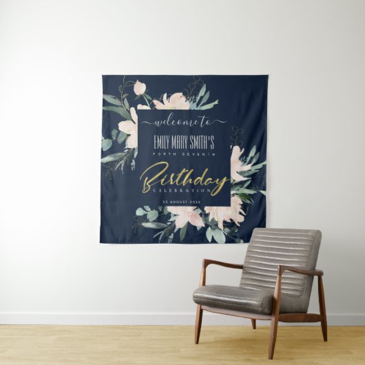 TENTURE NAVY BLUSH OR FLORAL BIENVENUE ANNIVERSAIRE TOUTE (En situation)