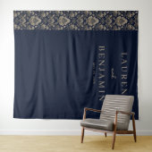 Tenture Navy Damask Élégant (En situation (horizontale))