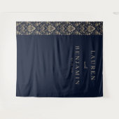 Tenture Navy Damask Élégant (Devant (Horizontal))