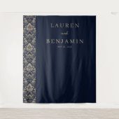 Tenture Navy Damask Élégant (Devant)